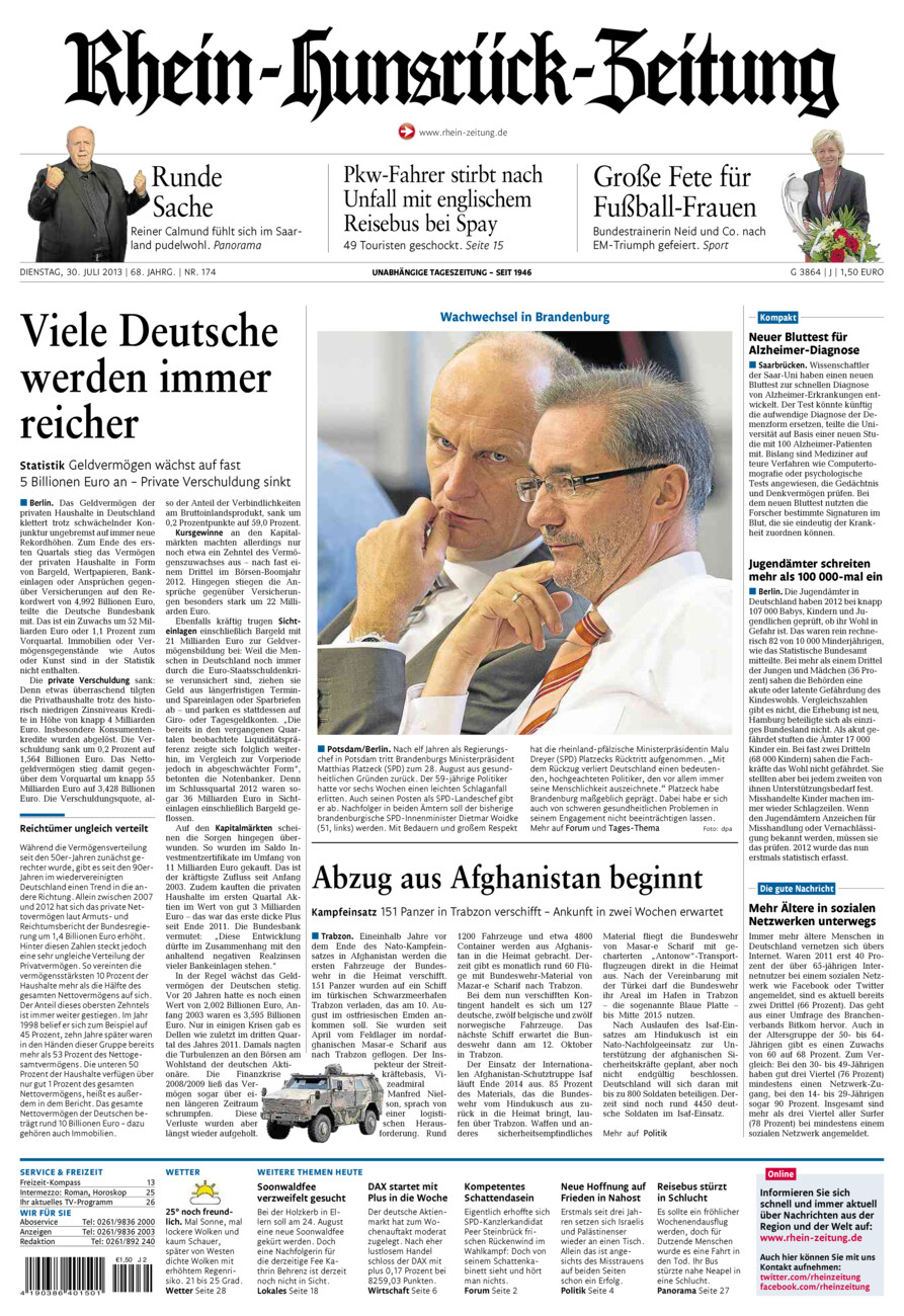 Rhein-Hunsrück-Zeitung vom Dienstag, 30.07.2013
