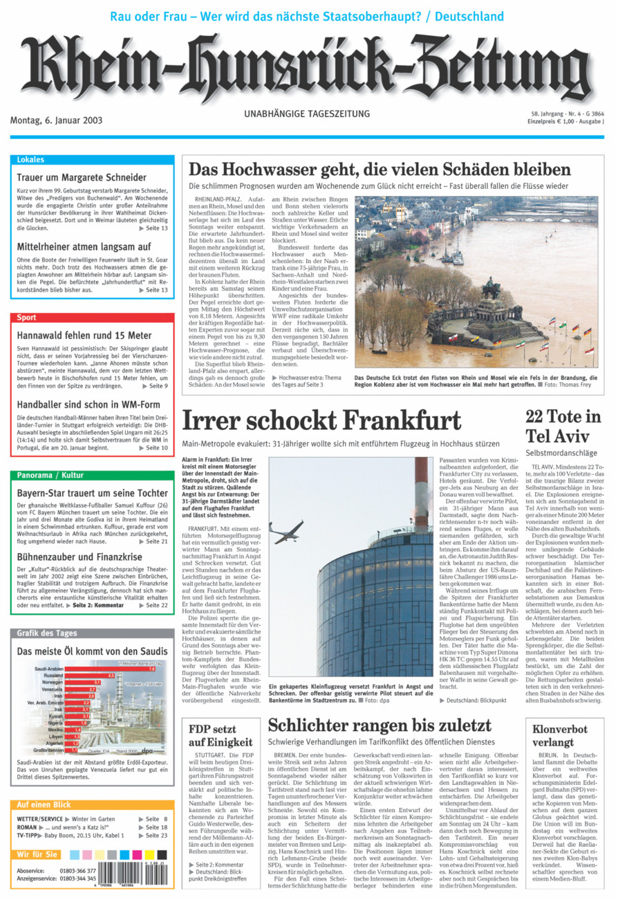 Rhein-Hunsrück-Zeitung vom Montag, 06.01.2003