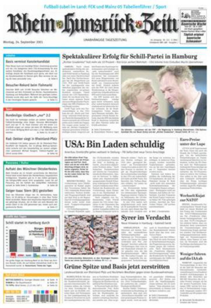 Rhein-Hunsrück-Zeitung vom Montag, 24.09.2001
