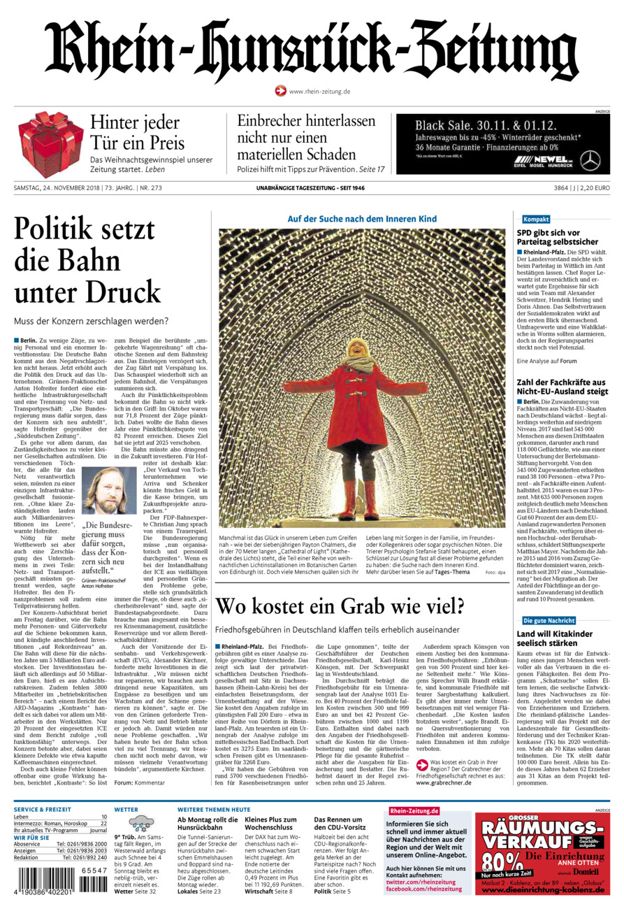 Rhein-Hunsrück-Zeitung vom Samstag, 24.11.2018