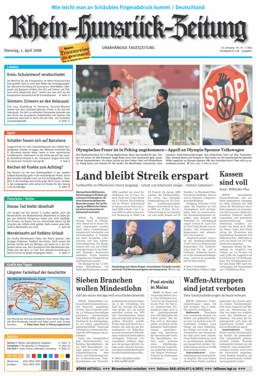 Rhein-Hunsrück-Zeitung vom Dienstag, 01.04.2008