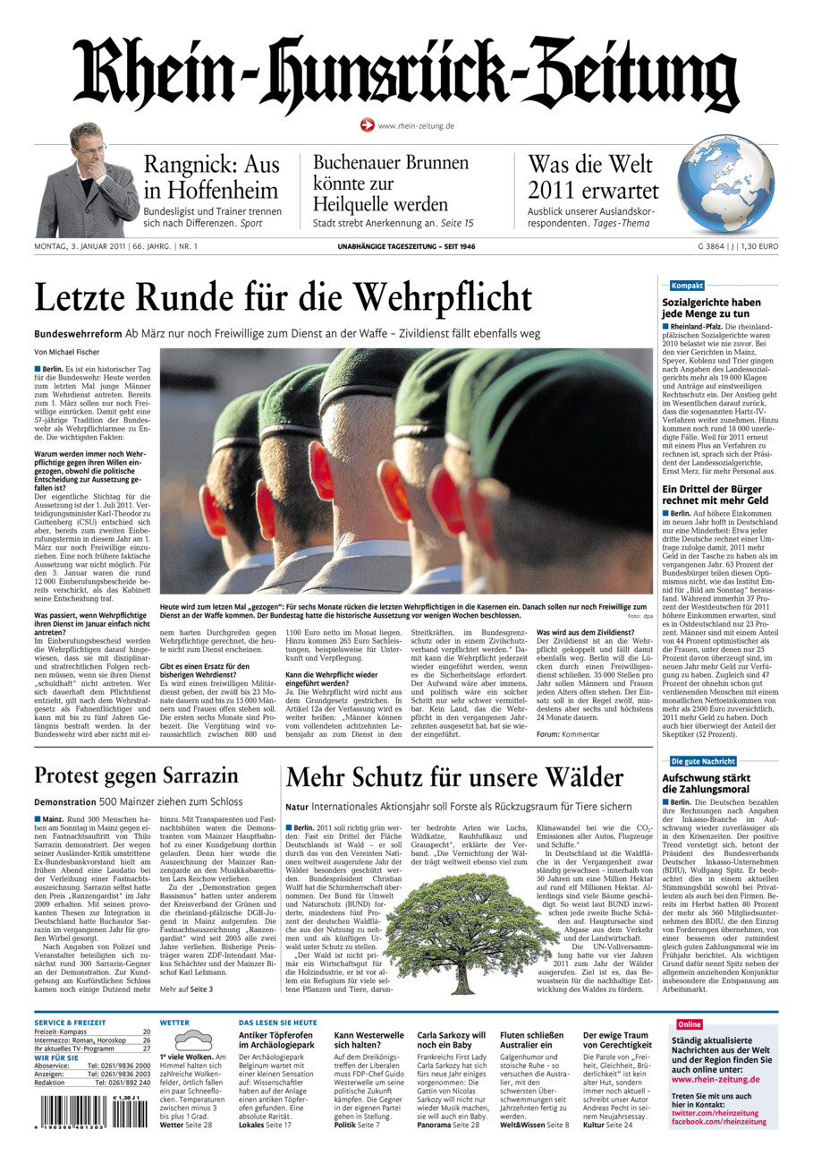 Rhein-Hunsrück-Zeitung vom Montag, 03.01.2011