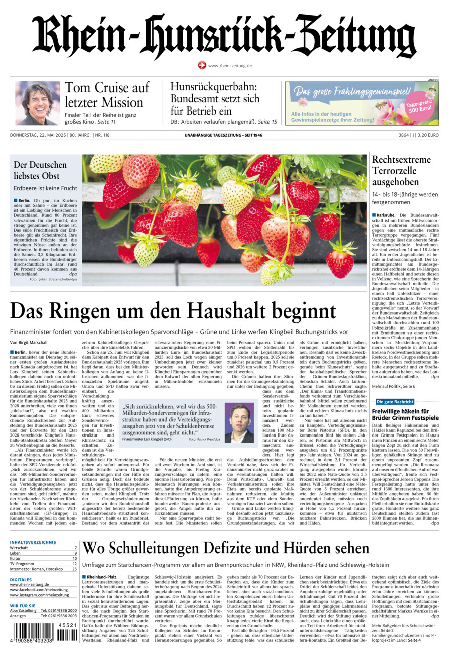 Rhein-Hunsrück-Zeitung vom Donnerstag, 22.05.2025