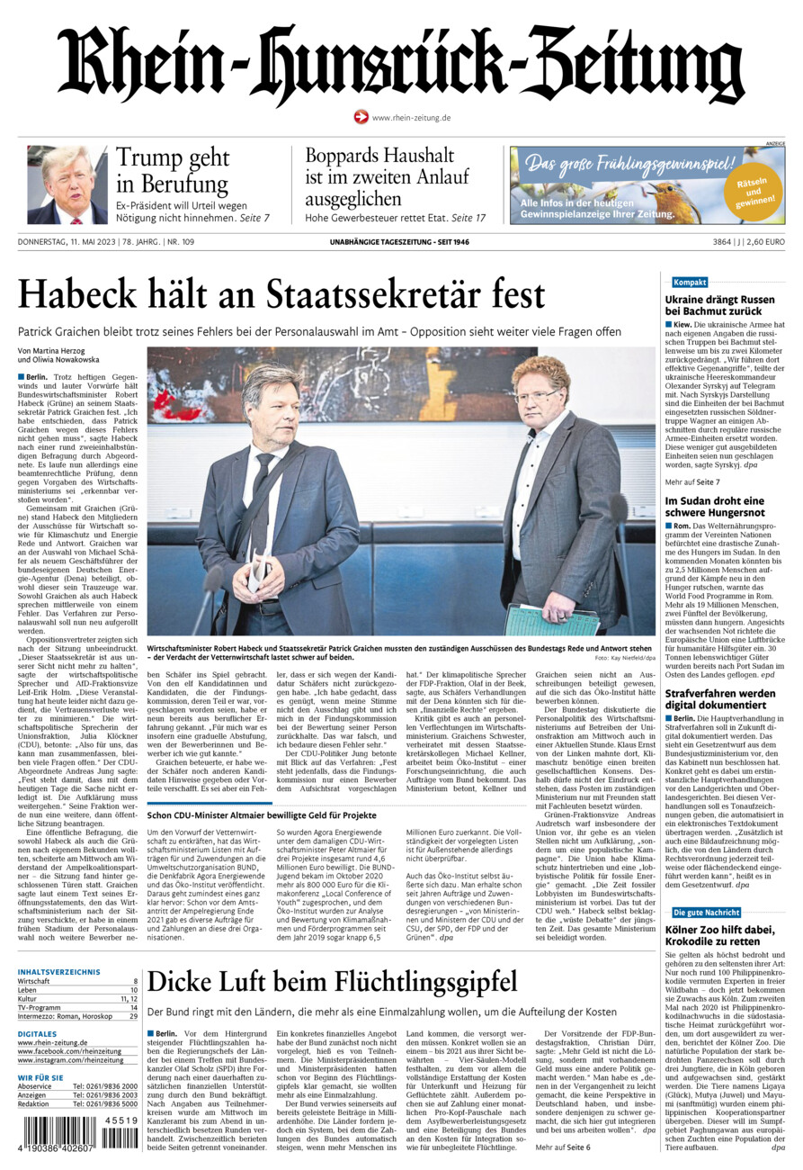 Rhein-Hunsrück-Zeitung vom Donnerstag, 11.05.2023