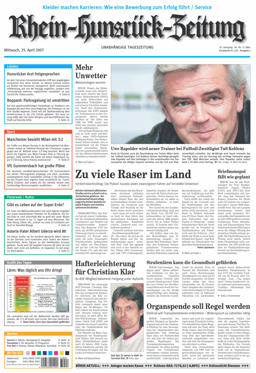 Rhein-Hunsrück-Zeitung vom Mittwoch, 25.04.2007