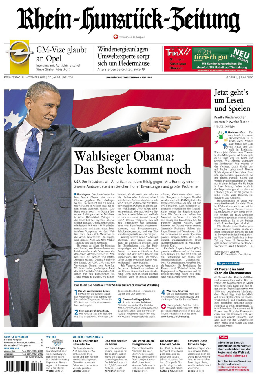 Rhein-Hunsrück-Zeitung vom Donnerstag, 08.11.2012