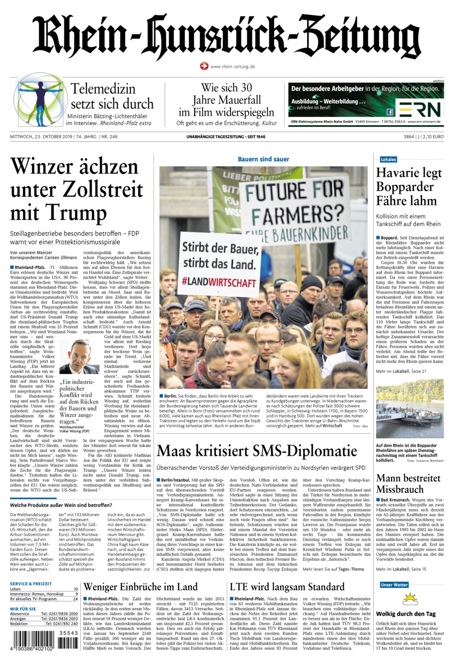 Rhein-Hunsrück-Zeitung vom Mittwoch, 23.10.2019