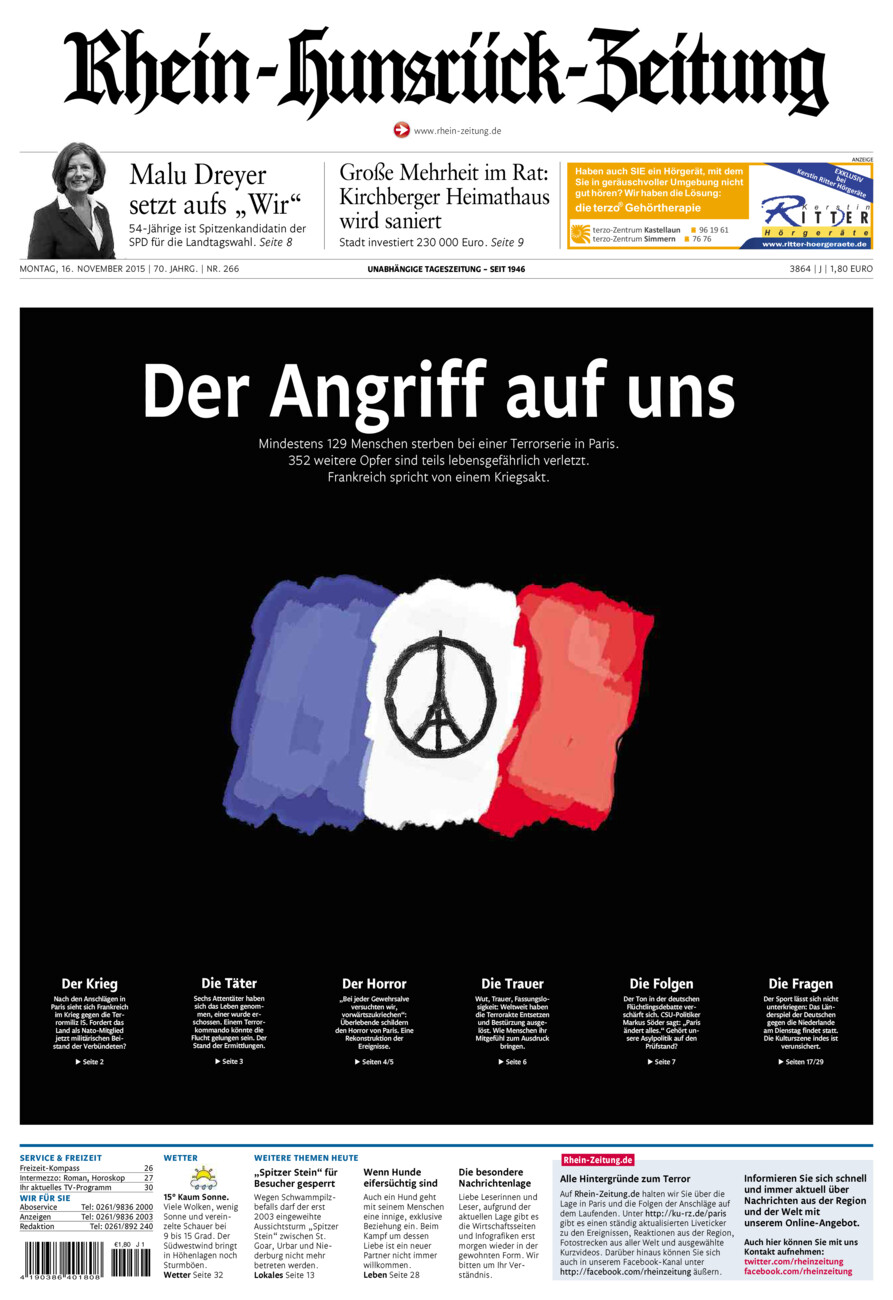 Rhein-Hunsrück-Zeitung vom Montag, 16.11.2015