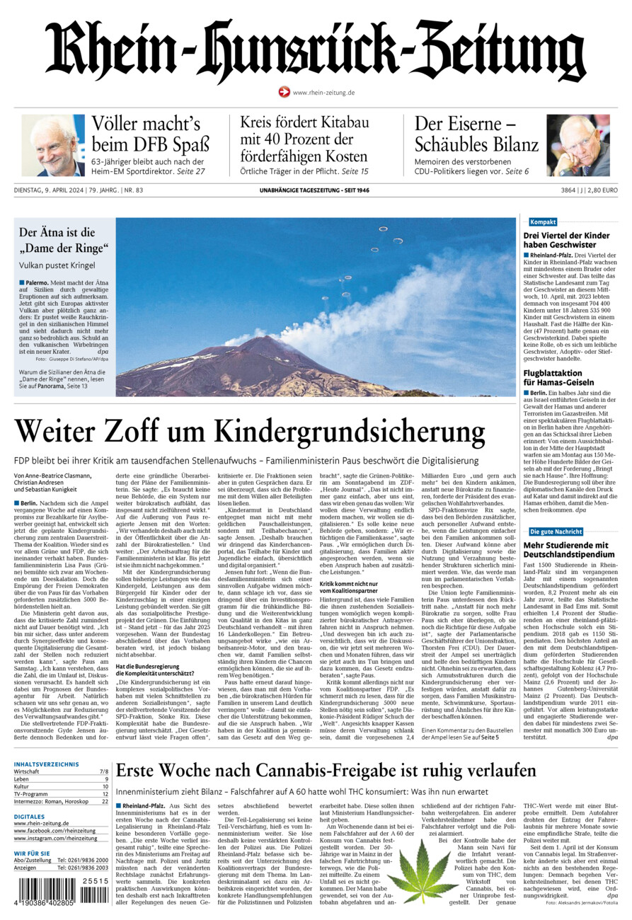 Rhein-Hunsrück-Zeitung vom Dienstag, 09.04.2024