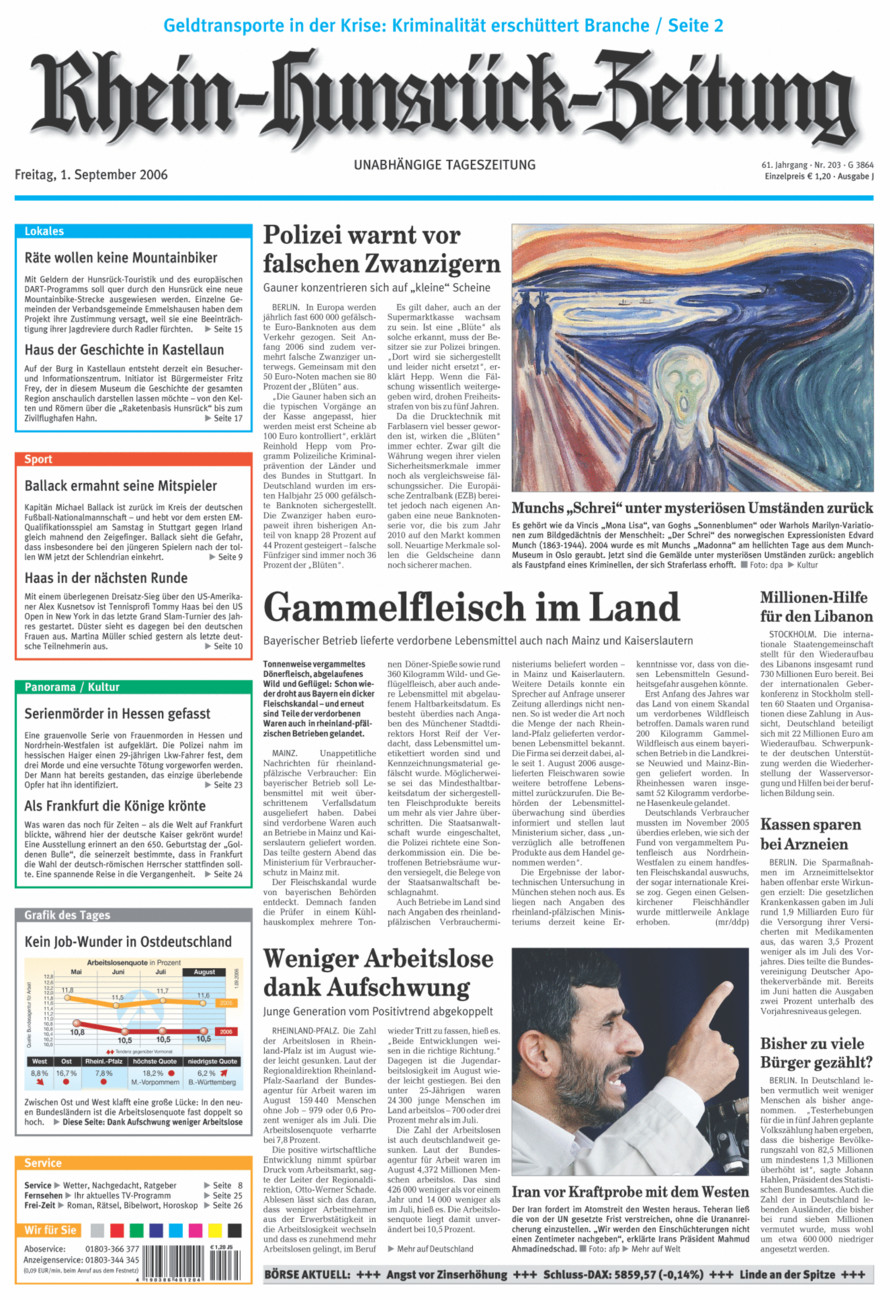Rhein-Hunsrück-Zeitung vom Freitag, 01.09.2006