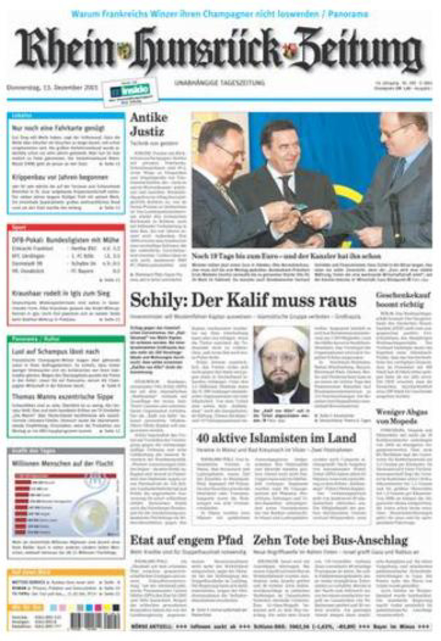 Rhein-Hunsrück-Zeitung vom Donnerstag, 13.12.2001