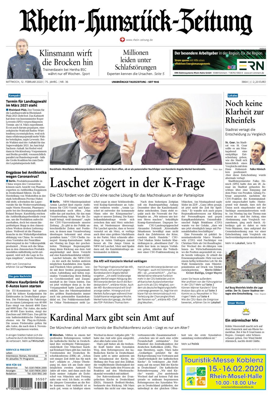 Rhein-Hunsrück-Zeitung vom Mittwoch, 12.02.2020