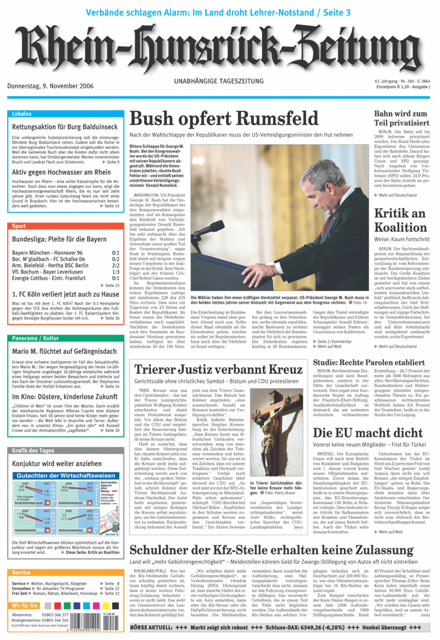 Rhein-Hunsrück-Zeitung vom Donnerstag, 09.11.2006