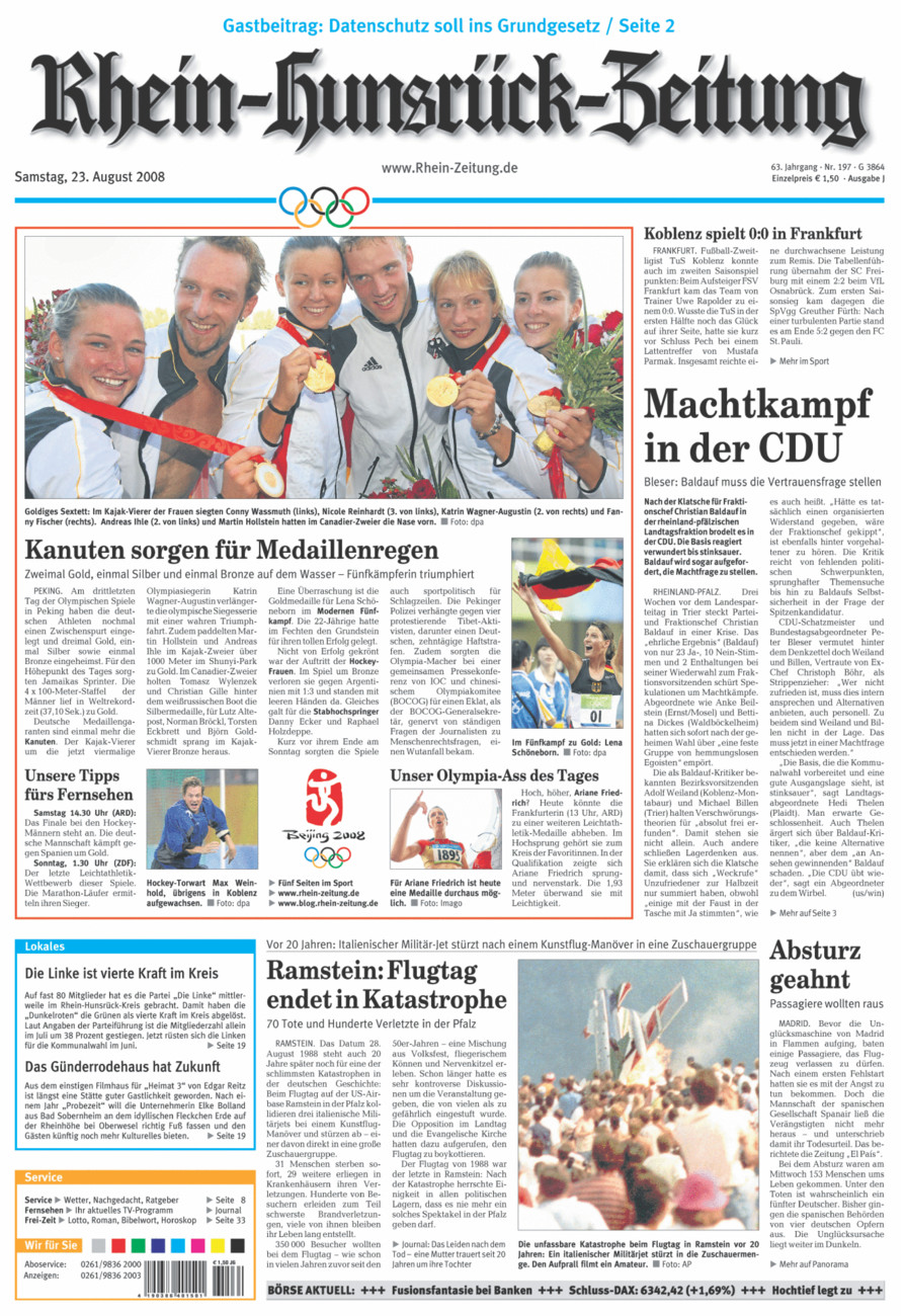 Rhein-Hunsrück-Zeitung vom Samstag, 23.08.2008