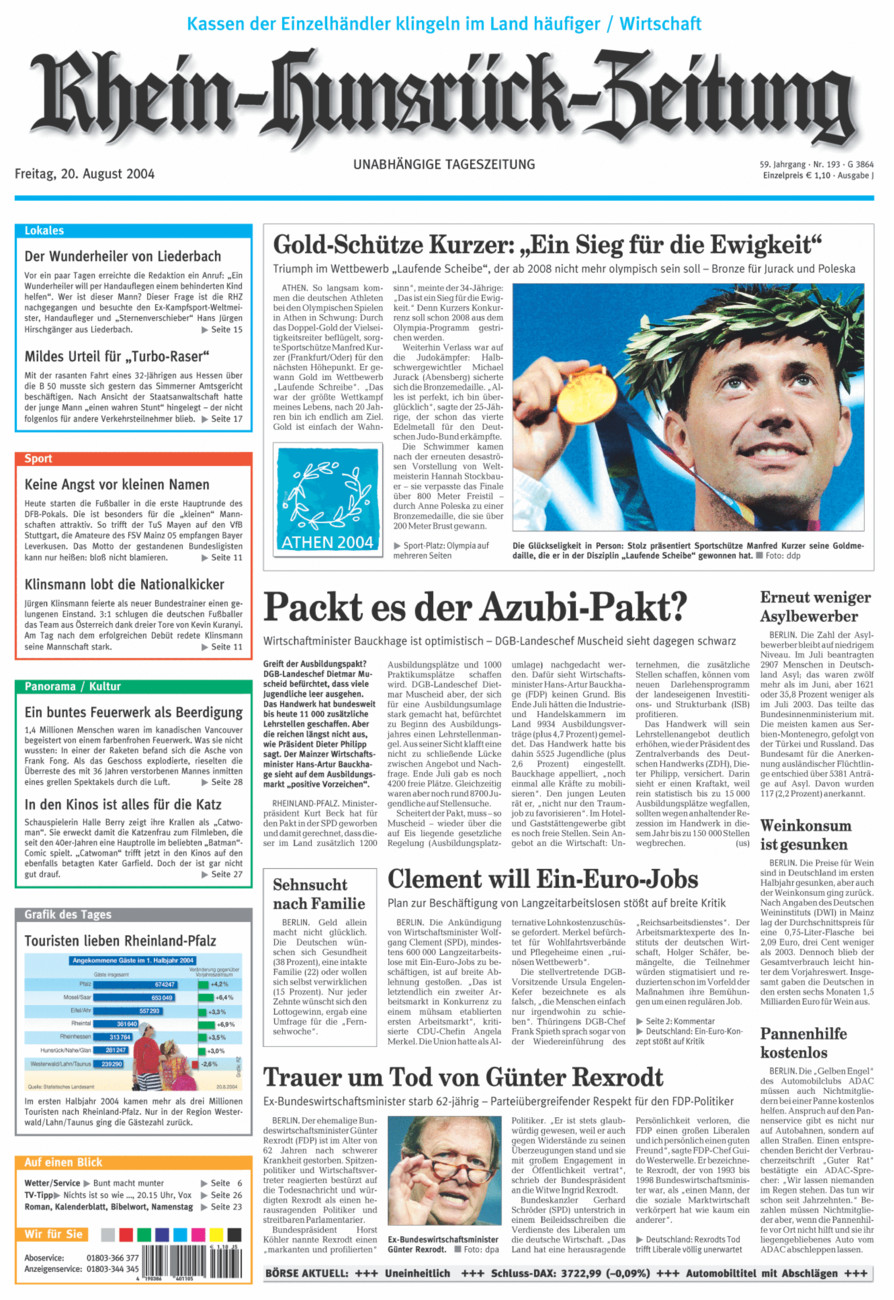 Rhein-Hunsrück-Zeitung vom Freitag, 20.08.2004