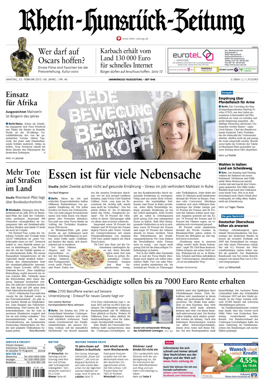 Rhein-Hunsrück-Zeitung vom Samstag, 23.02.2013