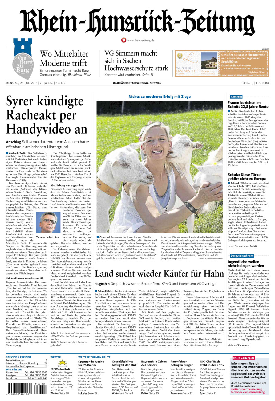 Rhein-Hunsrück-Zeitung vom Dienstag, 26.07.2016
