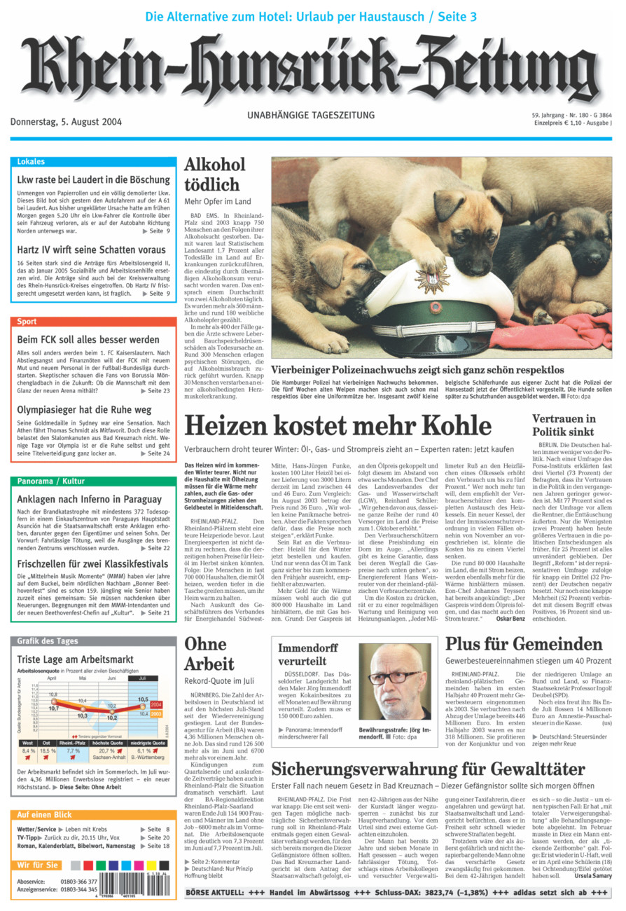 Rhein-Hunsrück-Zeitung vom Donnerstag, 05.08.2004
