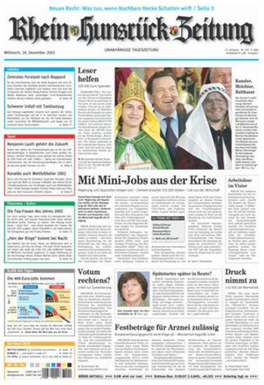 Rhein-Hunsrück-Zeitung vom Mittwoch, 18.12.2002