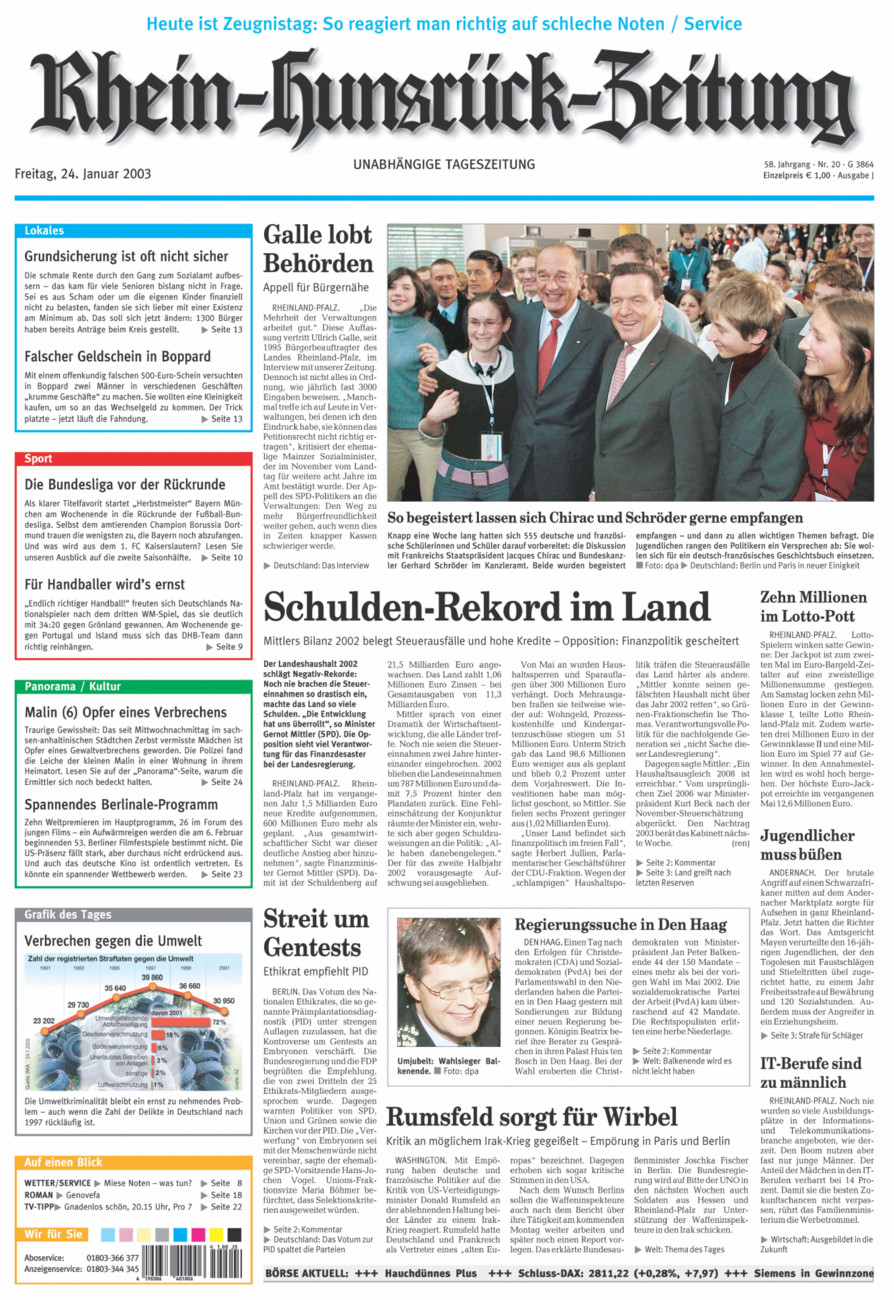 Rhein-Hunsrück-Zeitung vom Freitag, 24.01.2003
