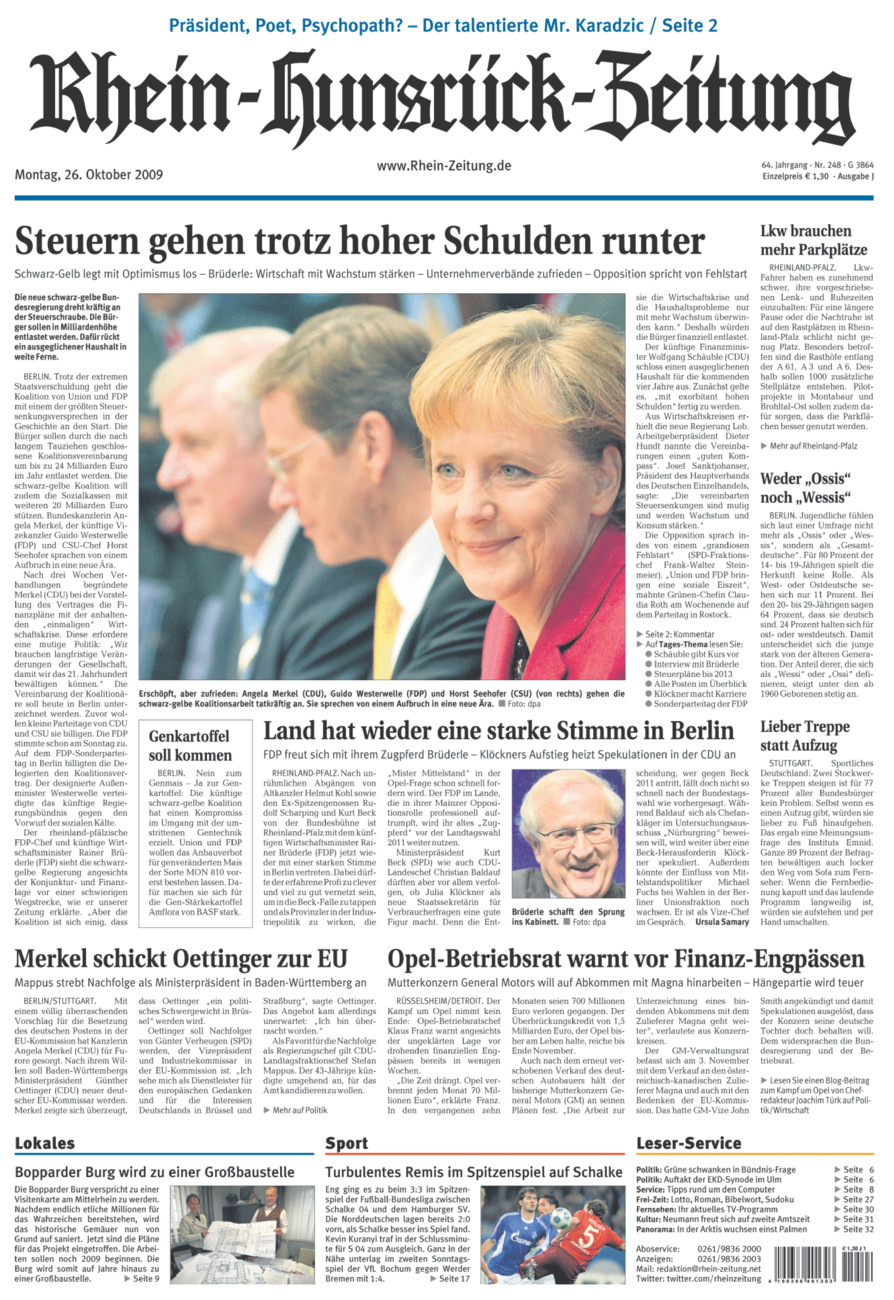 Rhein-Hunsrück-Zeitung vom Montag, 26.10.2009