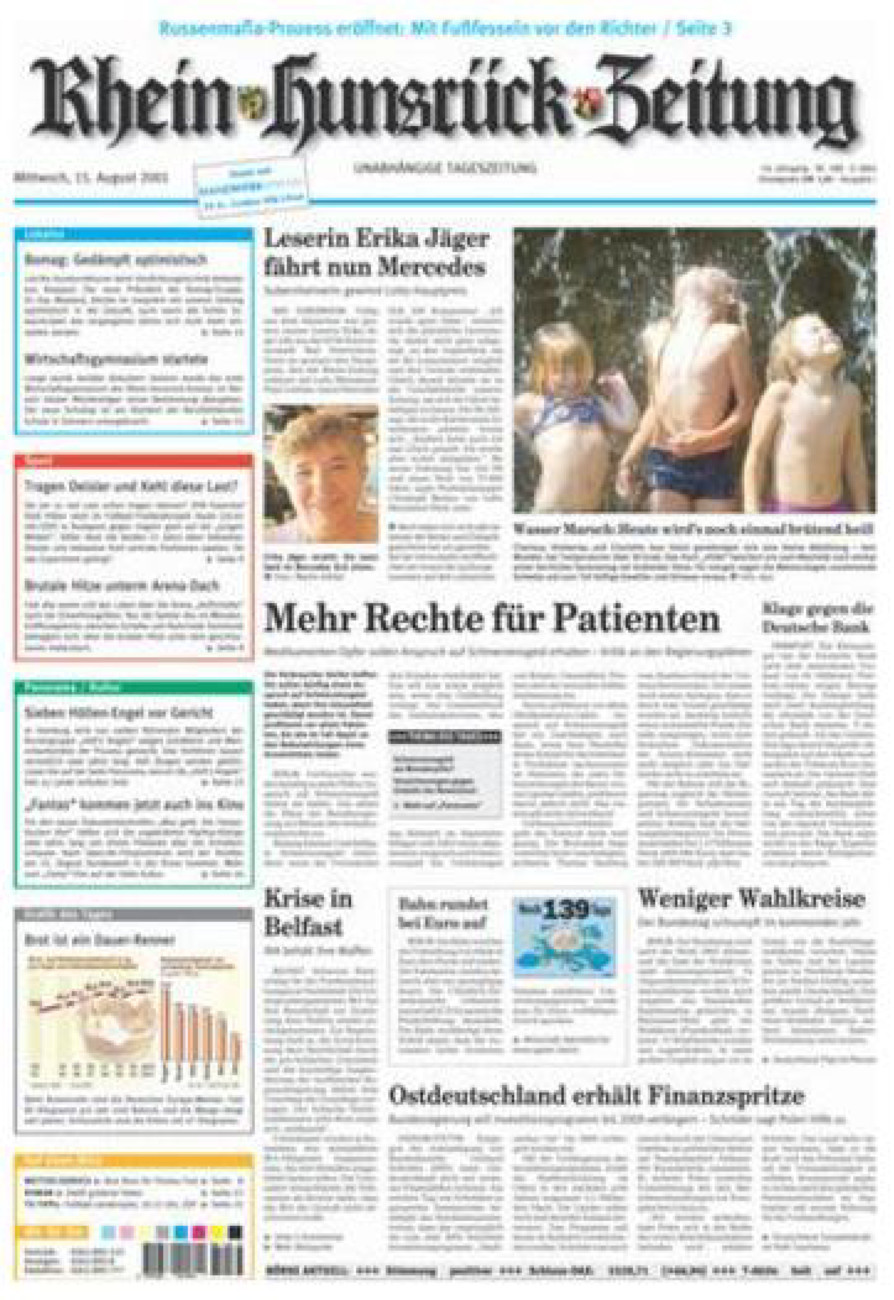 Rhein-Hunsrück-Zeitung vom Mittwoch, 15.08.2001