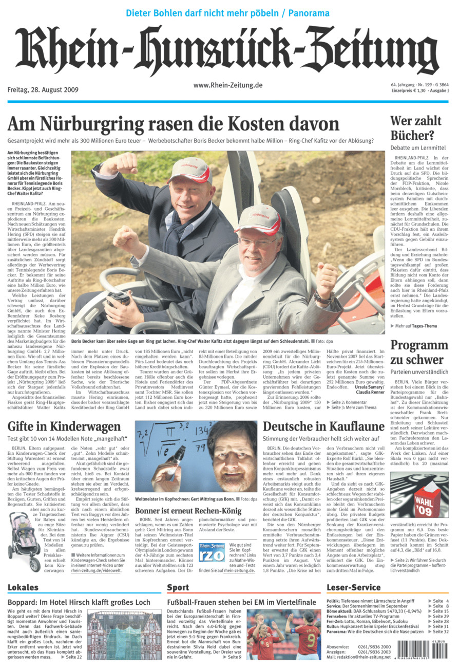 Rhein-Hunsrück-Zeitung vom Freitag, 28.08.2009