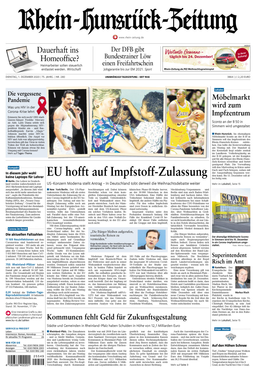 Rhein-Hunsrück-Zeitung vom Dienstag, 01.12.2020