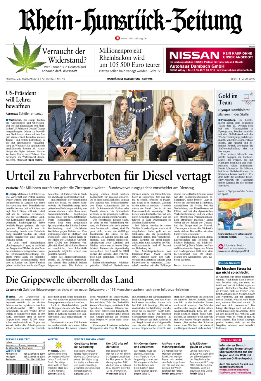 Rhein-Hunsrück-Zeitung vom Freitag, 23.02.2018