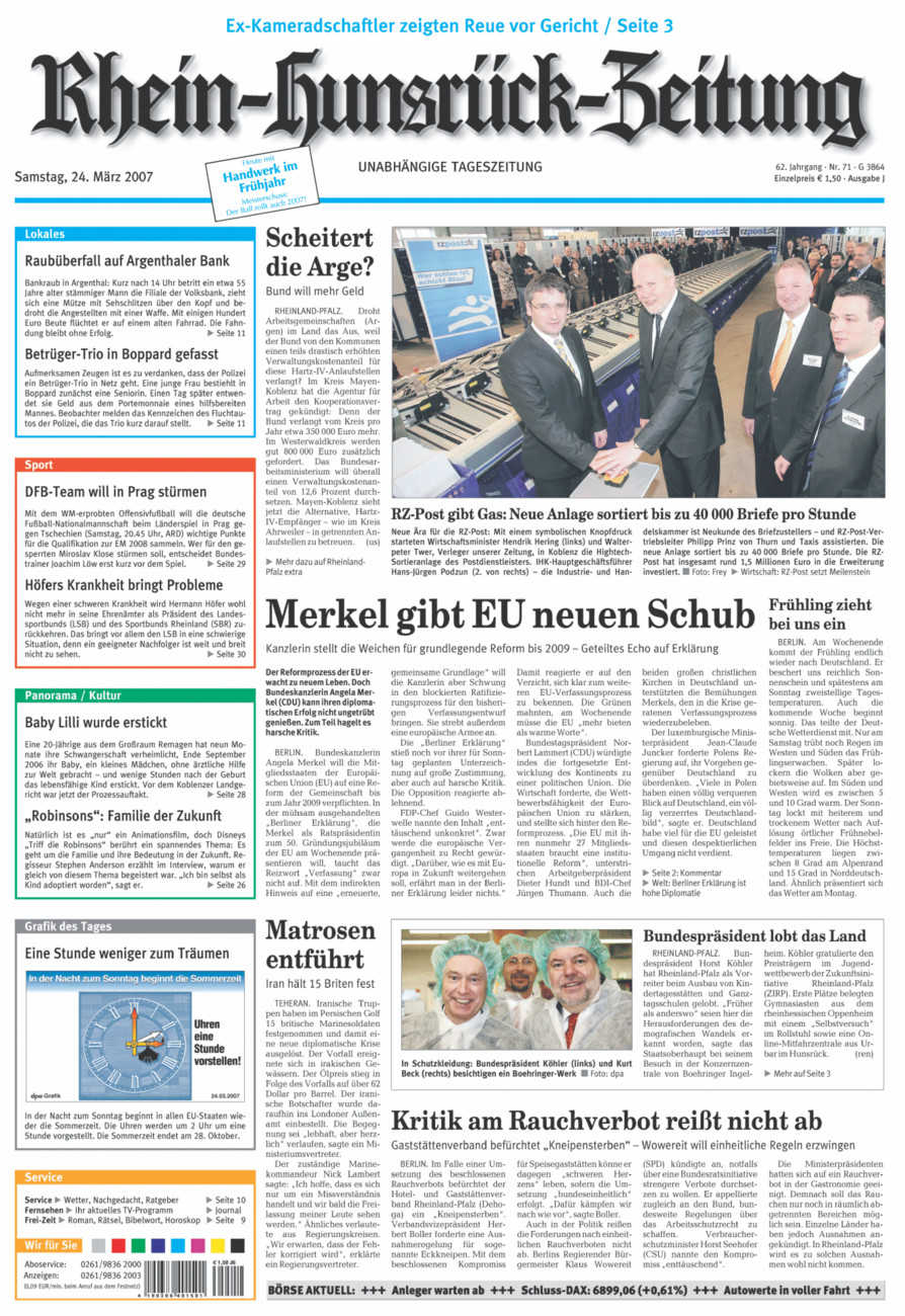 Rhein-Hunsrück-Zeitung vom Samstag, 24.03.2007
