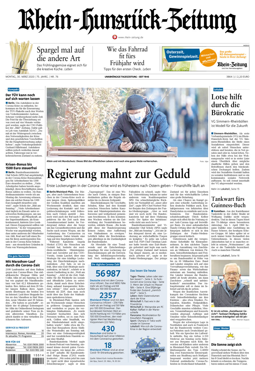 Rhein-Hunsrück-Zeitung vom Montag, 30.03.2020