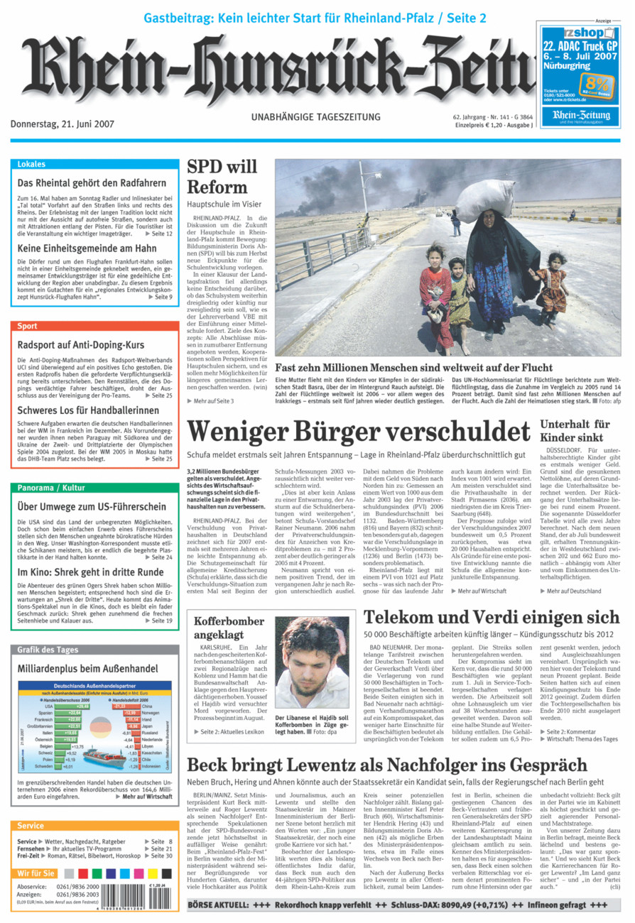 Rhein-Hunsrück-Zeitung vom Donnerstag, 21.06.2007