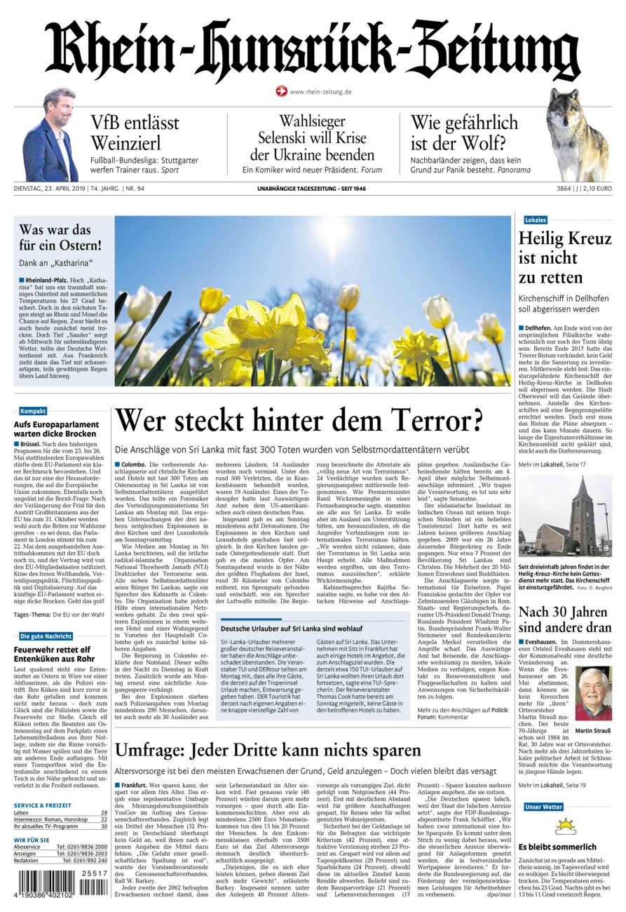 Rhein-Hunsrück-Zeitung vom Dienstag, 23.04.2019