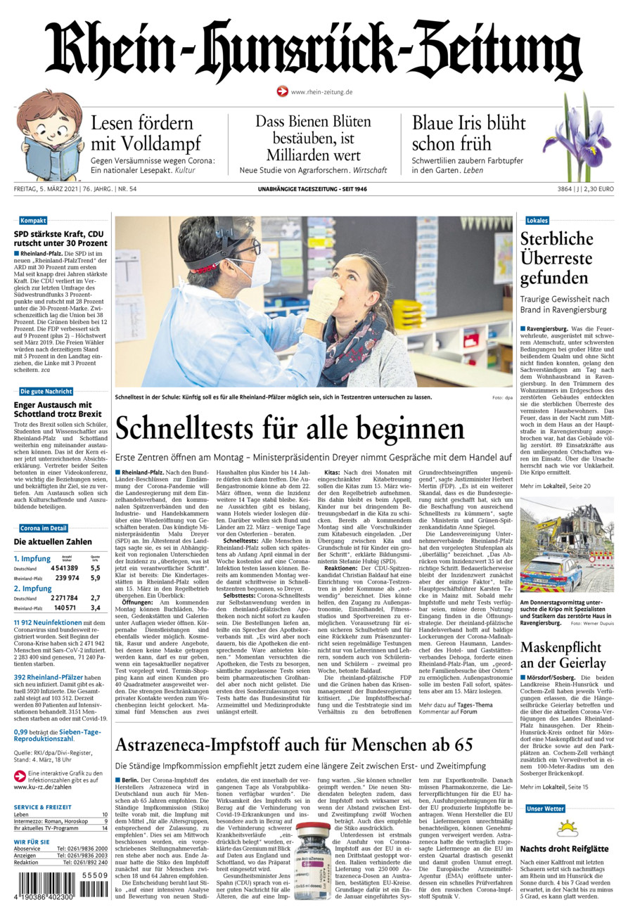 Rhein-Hunsrück-Zeitung vom Freitag, 05.03.2021