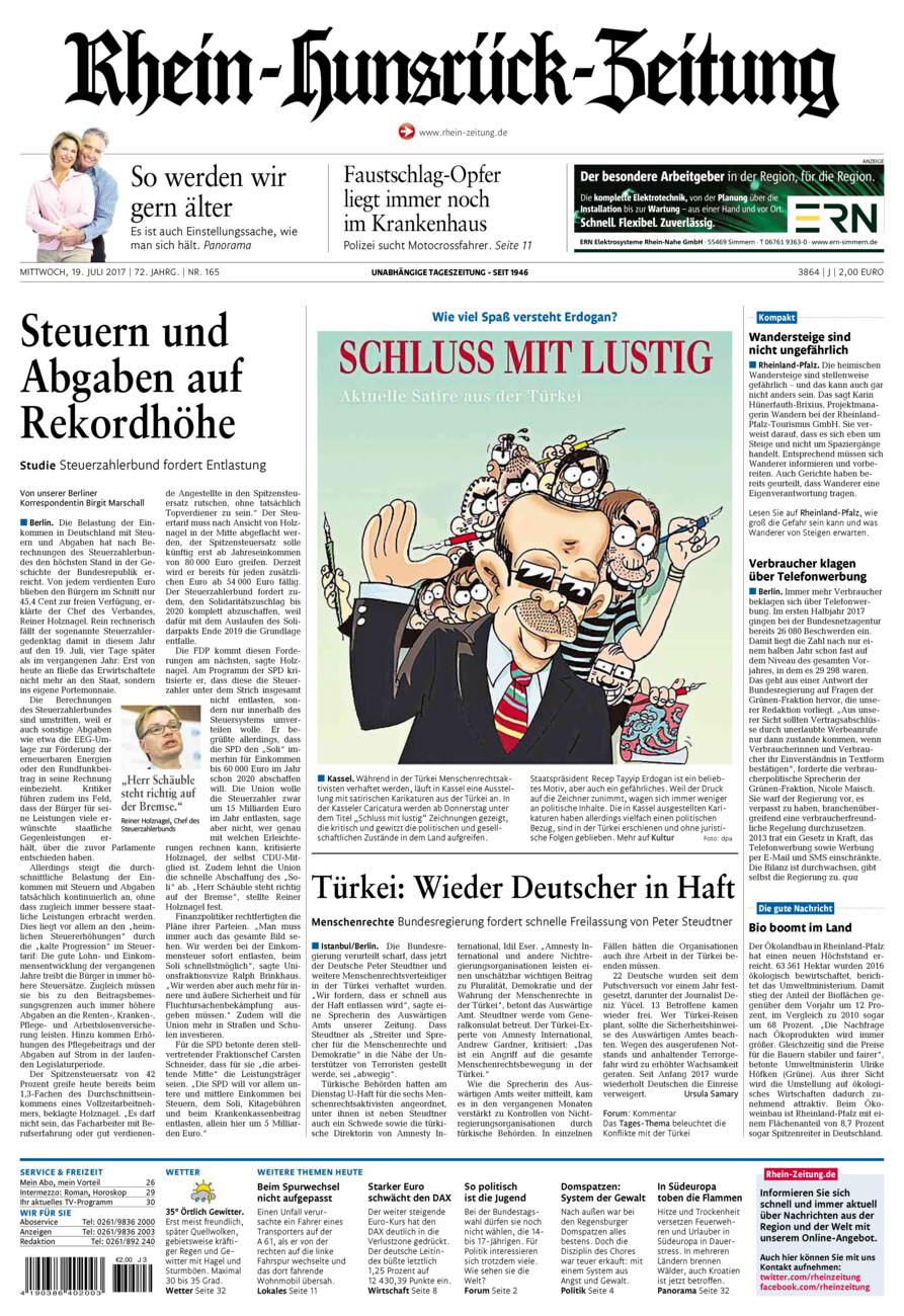 Rhein-Hunsrück-Zeitung vom Mittwoch, 19.07.2017
