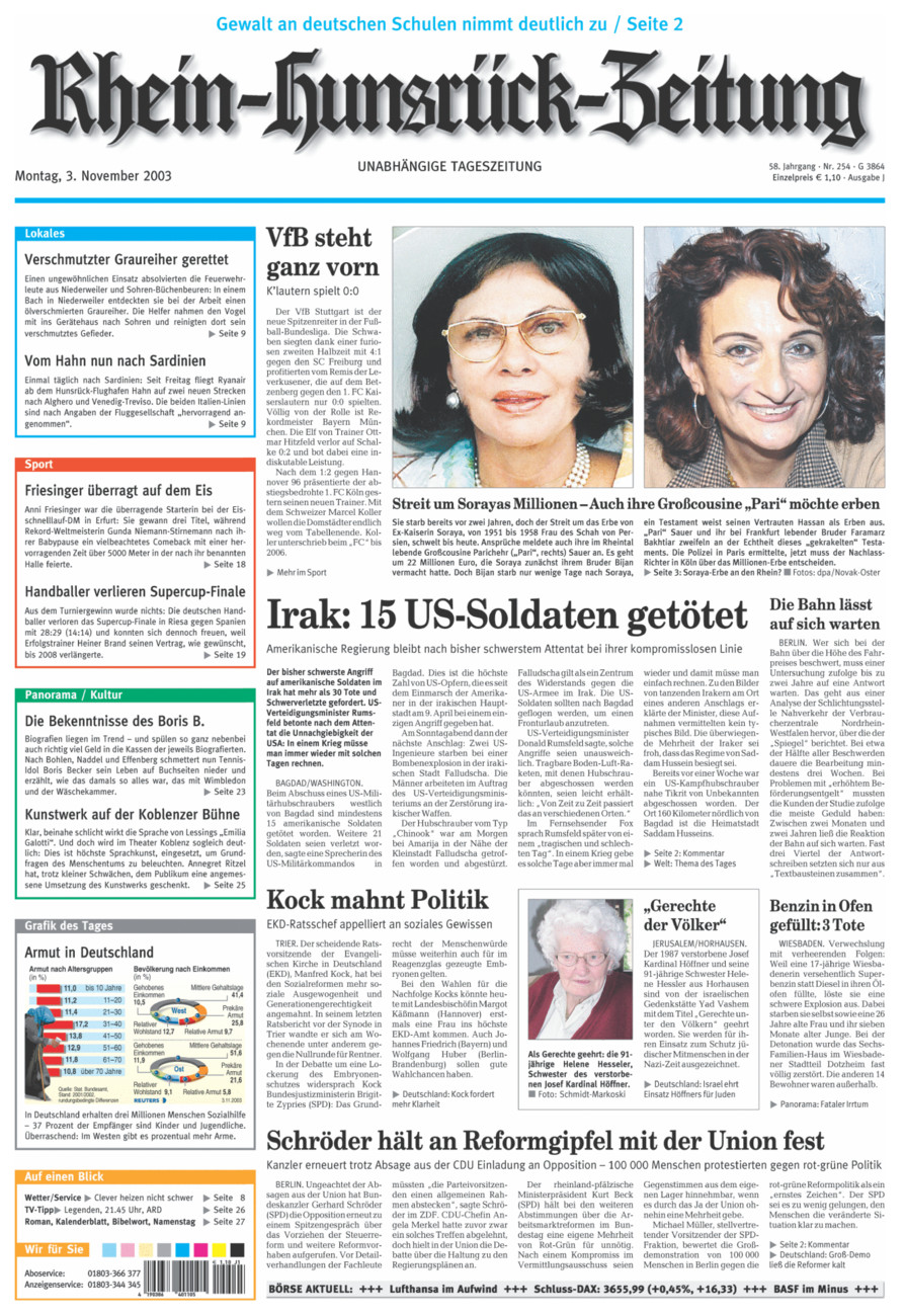 Rhein-Hunsrück-Zeitung vom Montag, 03.11.2003