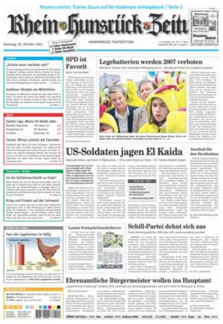 Rhein-Hunsrück-Zeitung vom Samstag, 20.10.2001