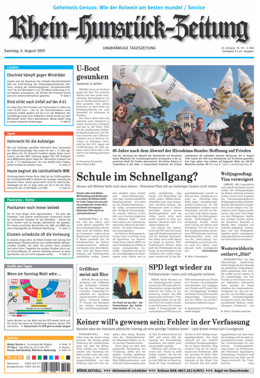 Rhein-Hunsrück-Zeitung vom Samstag, 06.08.2005