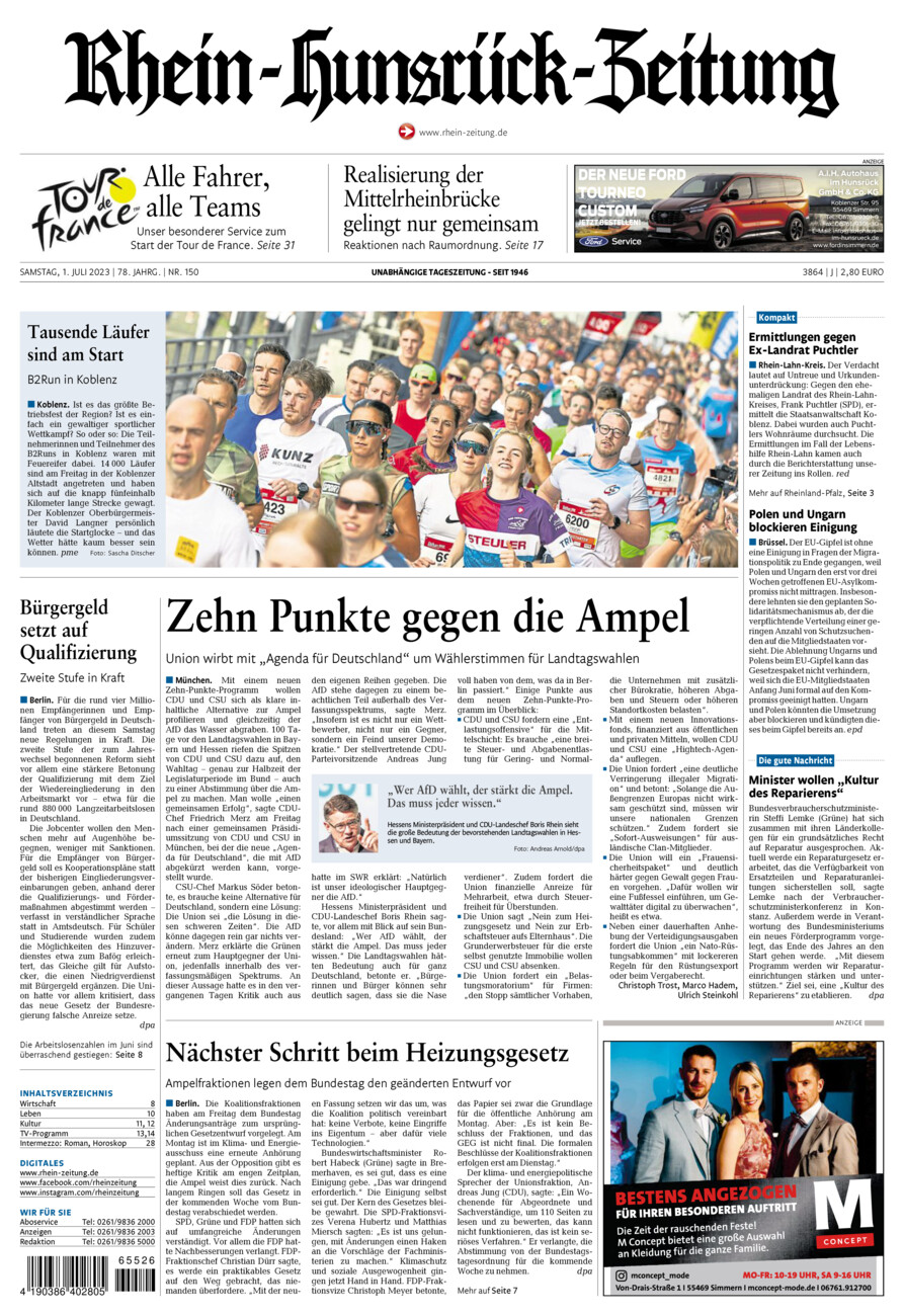 Rhein-Hunsrück-Zeitung vom Samstag, 01.07.2023