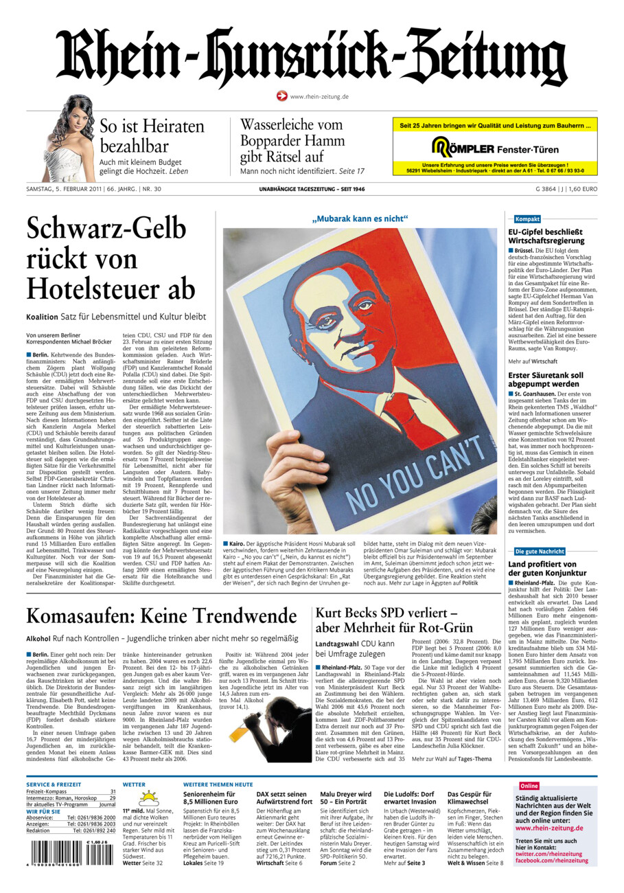 Rhein-Hunsrück-Zeitung vom Samstag, 05.02.2011