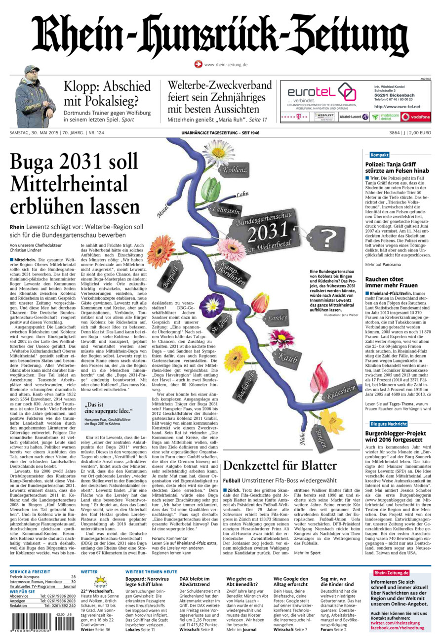 Rhein-Hunsrück-Zeitung vom Samstag, 30.05.2015