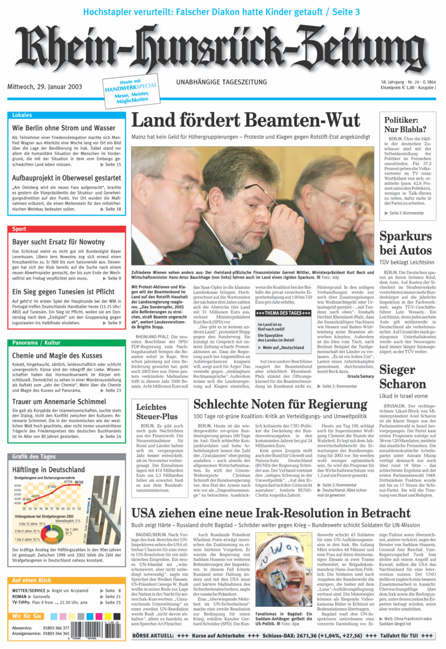 Rhein-Hunsrück-Zeitung vom Mittwoch, 29.01.2003