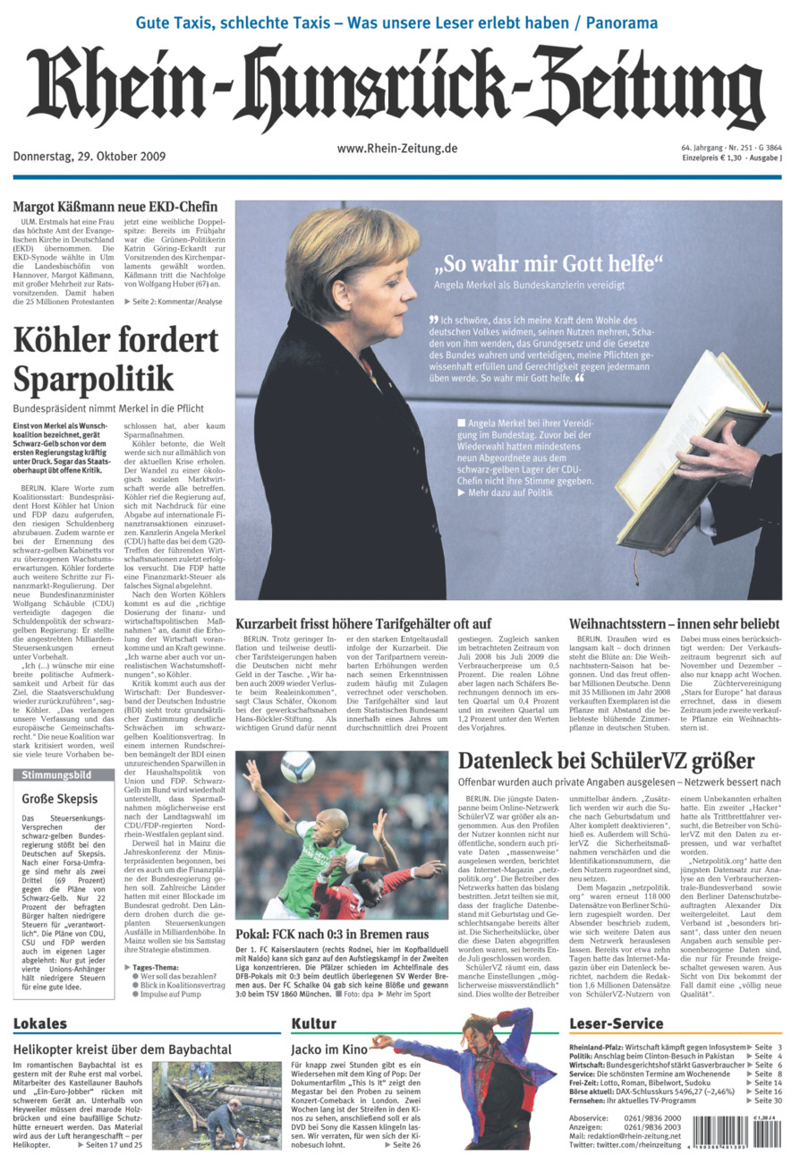 Rhein-Hunsrück-Zeitung vom Donnerstag, 29.10.2009