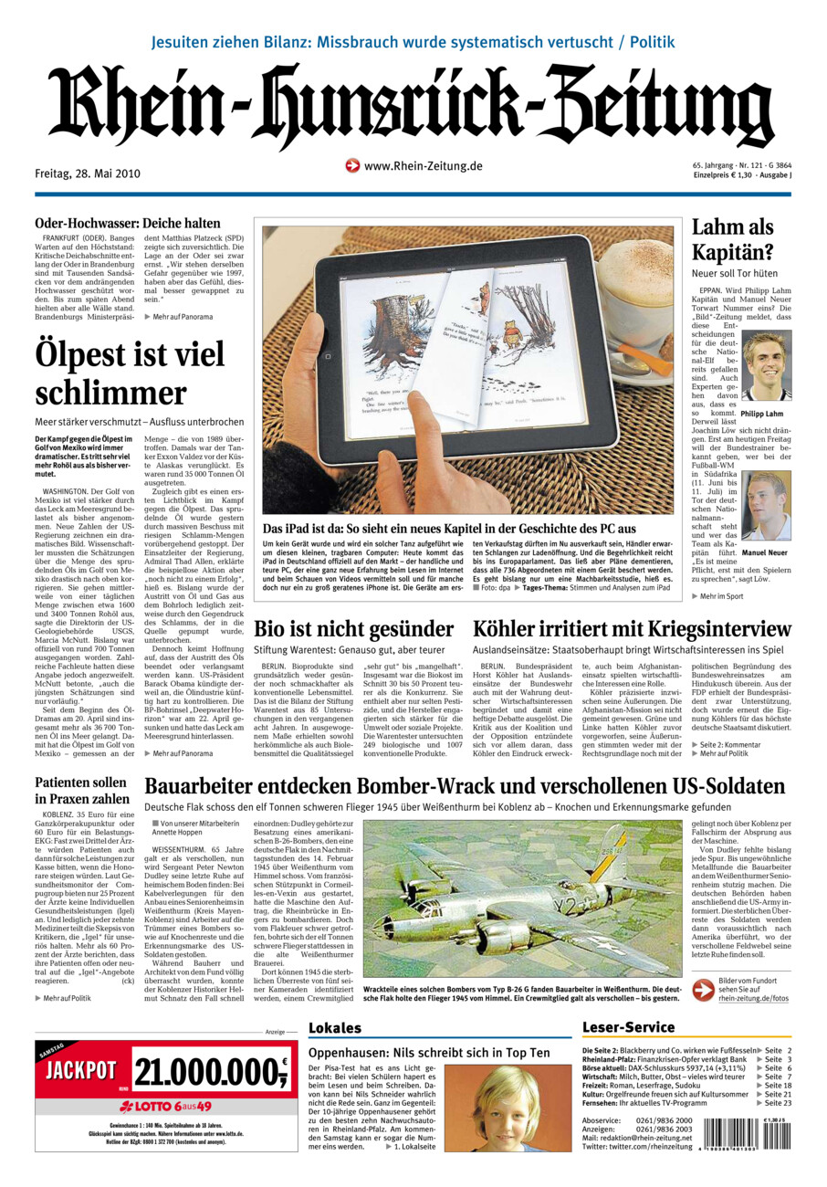 Rhein-Hunsrück-Zeitung vom Freitag, 28.05.2010