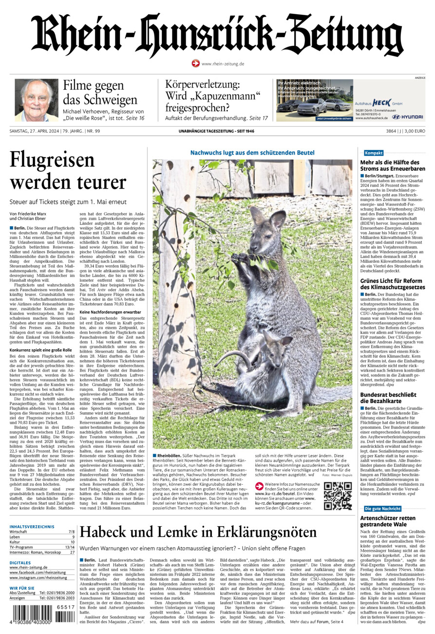 Rhein-Hunsrück-Zeitung vom Samstag, 27.04.2024