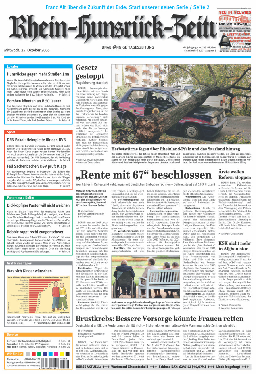 Rhein-Hunsrück-Zeitung vom Mittwoch, 25.10.2006