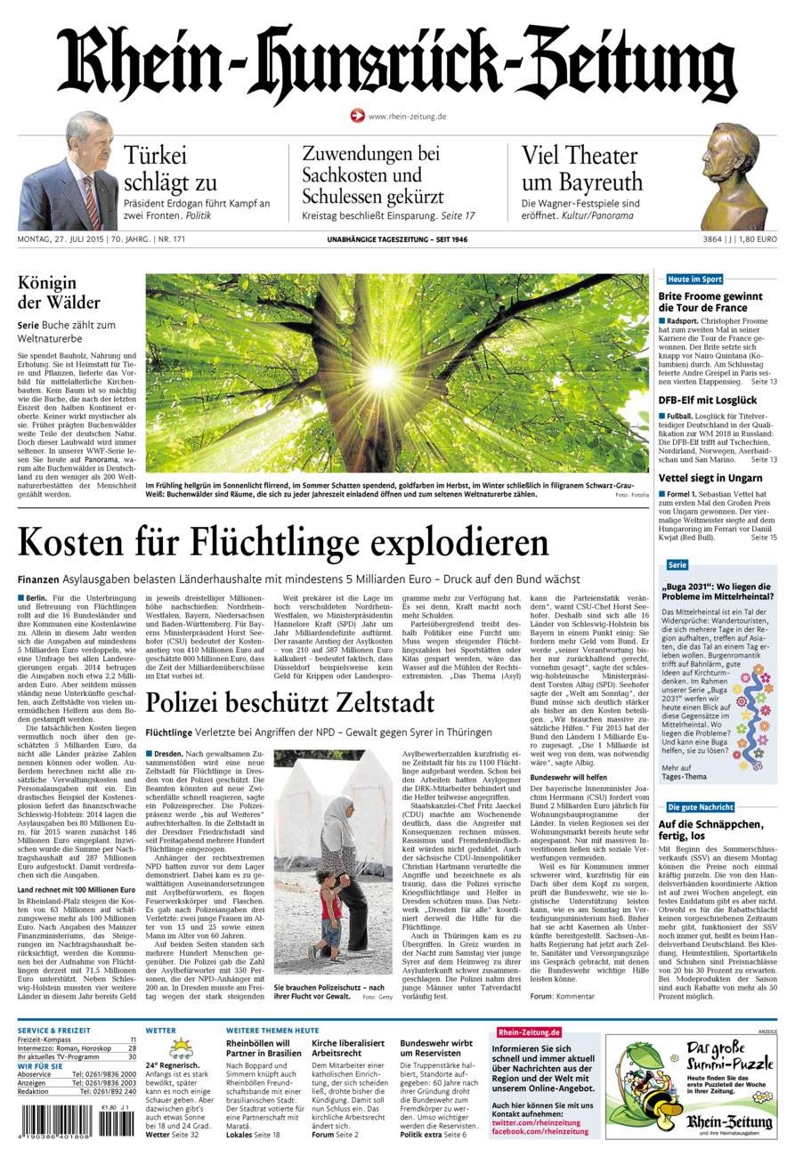 Rhein-Hunsrück-Zeitung vom Montag, 27.07.2015