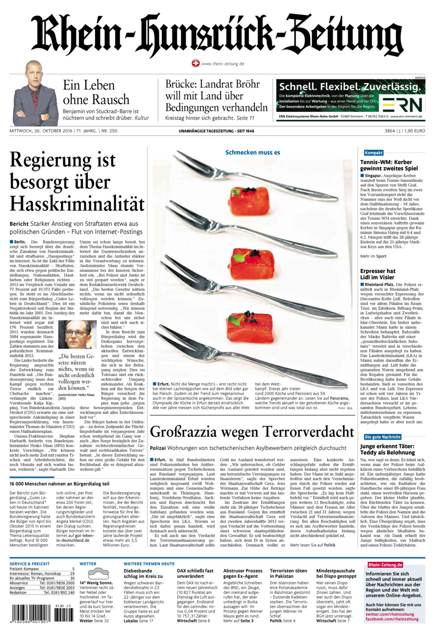 Rhein-Hunsrück-Zeitung vom Mittwoch, 26.10.2016