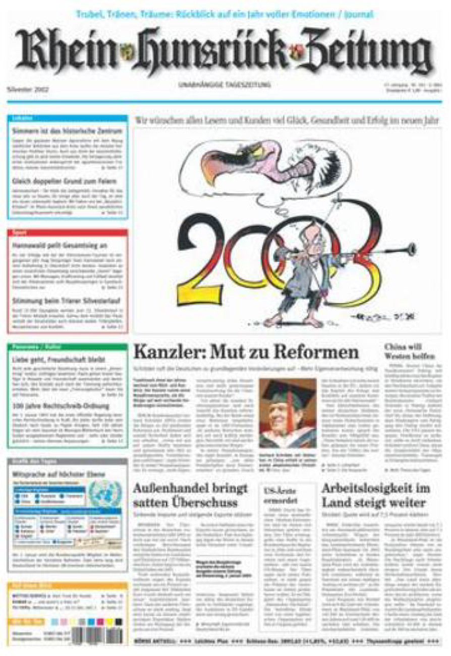 Rhein-Hunsrück-Zeitung vom Dienstag, 31.12.2002