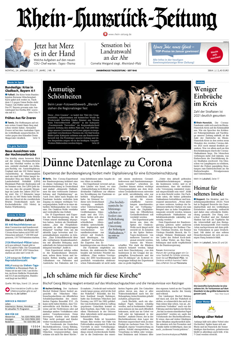 Rhein-Hunsrück-Zeitung vom Montag, 24.01.2022